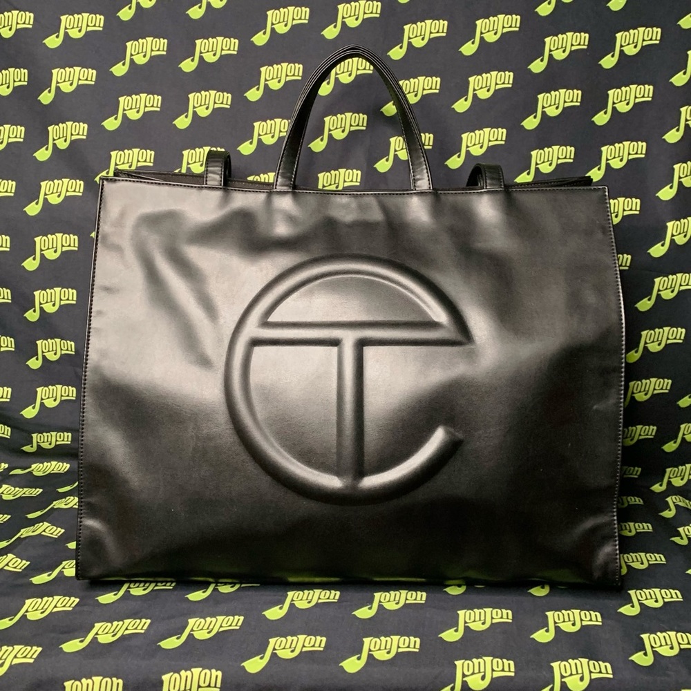 Black Telfar Large Printed Shopping Bag